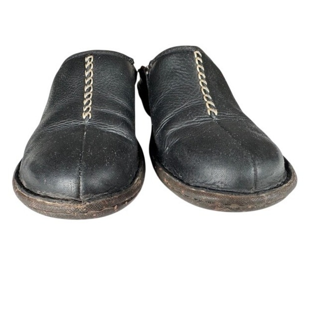 Ugg Black Leather Shearling Lined Clogs Mule Shoe… - image 3